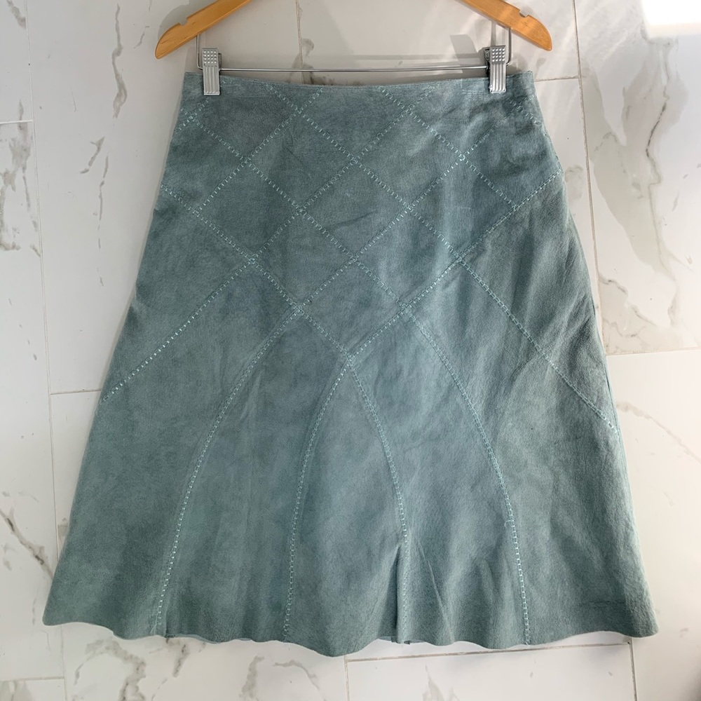 New Frontier blue suede vintage skirt Size 4